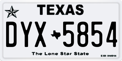 TX license plate DYX5854
