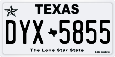 TX license plate DYX5855