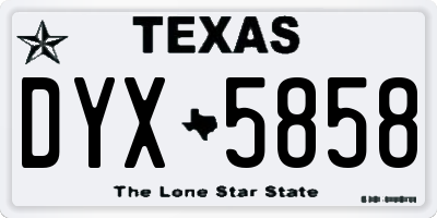 TX license plate DYX5858