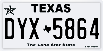 TX license plate DYX5864