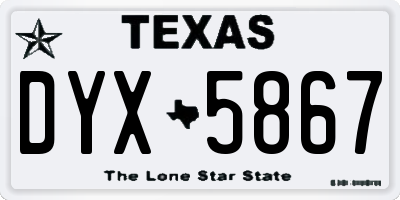 TX license plate DYX5867