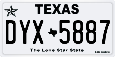 TX license plate DYX5887