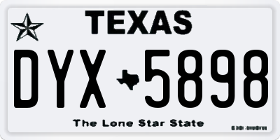 TX license plate DYX5898