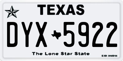 TX license plate DYX5922
