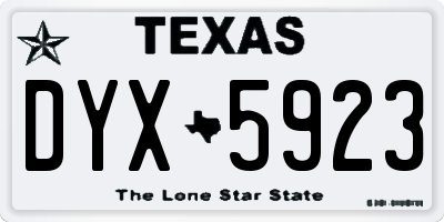 TX license plate DYX5923