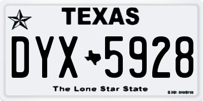 TX license plate DYX5928