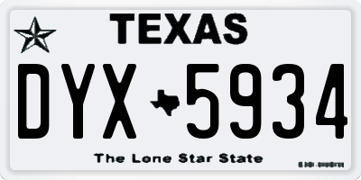 TX license plate DYX5934