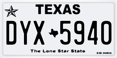 TX license plate DYX5940