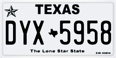 TX license plate DYX5958