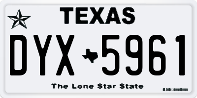 TX license plate DYX5961
