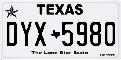 TX license plate DYX5980