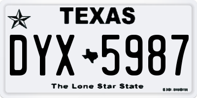 TX license plate DYX5987