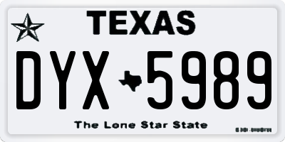 TX license plate DYX5989