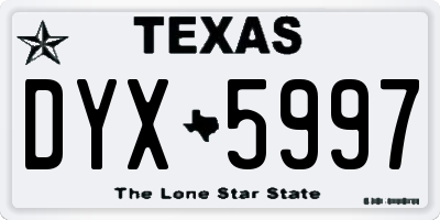 TX license plate DYX5997