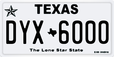 TX license plate DYX6000