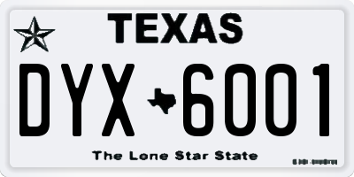TX license plate DYX6001