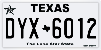 TX license plate DYX6012