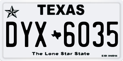 TX license plate DYX6035
