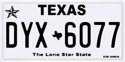 TX license plate DYX6077
