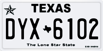 TX license plate DYX6102
