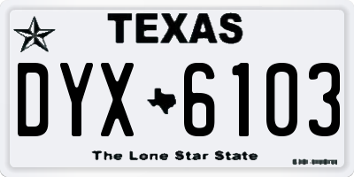 TX license plate DYX6103