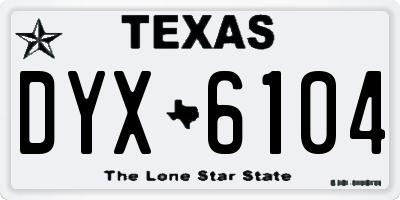 TX license plate DYX6104