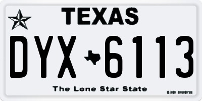TX license plate DYX6113