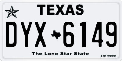 TX license plate DYX6149
