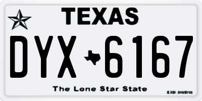 TX license plate DYX6167