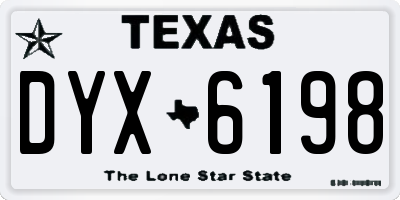 TX license plate DYX6198