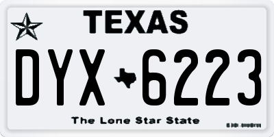 TX license plate DYX6223