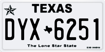 TX license plate DYX6251