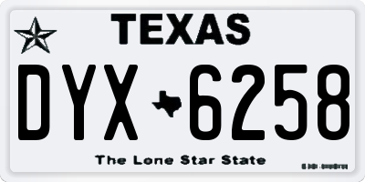 TX license plate DYX6258