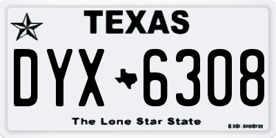 TX license plate DYX6308