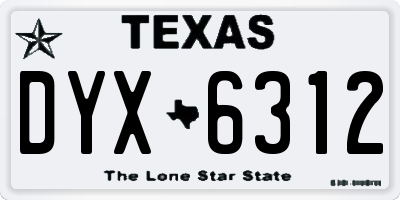 TX license plate DYX6312