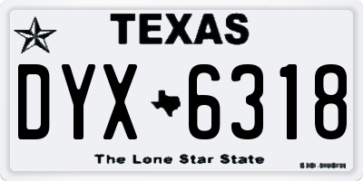 TX license plate DYX6318