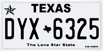 TX license plate DYX6325