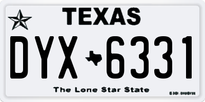 TX license plate DYX6331