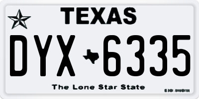 TX license plate DYX6335
