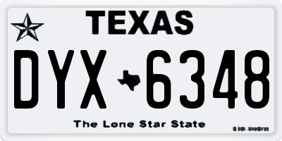 TX license plate DYX6348