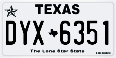 TX license plate DYX6351