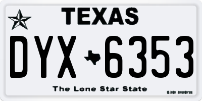 TX license plate DYX6353