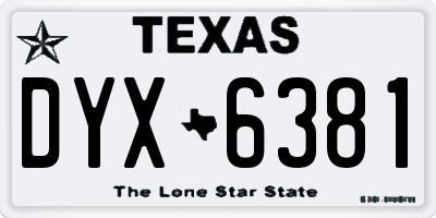 TX license plate DYX6381