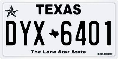 TX license plate DYX6401