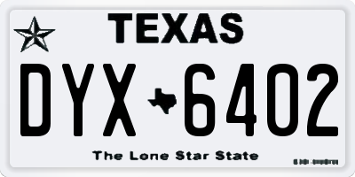 TX license plate DYX6402