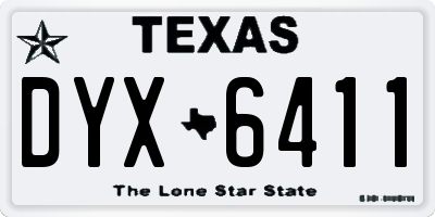 TX license plate DYX6411