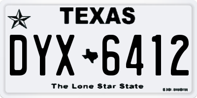 TX license plate DYX6412