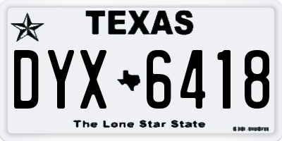 TX license plate DYX6418