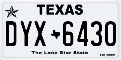 TX license plate DYX6430