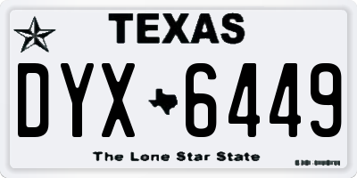 TX license plate DYX6449
